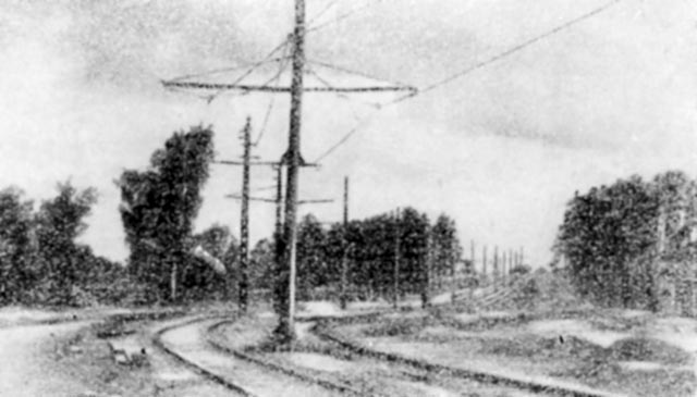 Оффтопиковая фотография. Трамвайные пути на пр.Энгельса до реконструкции. Фото до 1957 г.