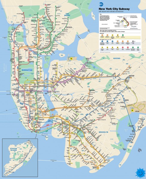 Самая новая карта Нью-Йоркского метрополитена
