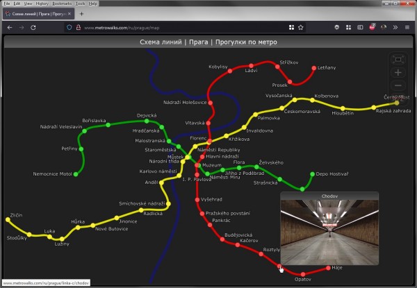 MetrowalksMapExample.jpg (127.74 КБ) 9639 просмотров Скриншот интерактивной карты Пражскего метра́ на «Прогулках по метро»